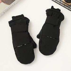 TEMU 스키 및 야외 활동용 플리스 안감이 있는 겨울 미튼즈, 손세탁 가능