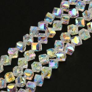 TEMU 30개 고품질 AB 오로라 보레알리스 큐브 오스트리아 인공 비즈 - DIY 주얼리 만들기, 팔찌, 목걸이, 휴대폰 체인 및 공예 용품용 사각형 스페이서 비즈, 무지개 색상