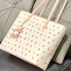 TEMU 여성을 위한 귀여운 곰 토트백 1개, 대용량 가방, 여성용 핸드백, 교실로 가는 어깨 가방