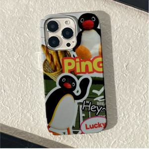 TEMU 폰 케이스: FL 쉘 펭귄 바게트 충격 흡수 트렌디 보호 휴대폰 하드 케이스 아이폰16 15 14 13 12 11 프로 맥스 XR XS 맥스 플러스 보호 커버 남녀 선물용