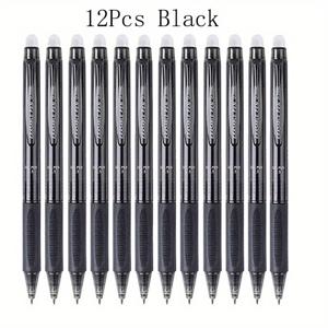 TEMU 0.5mm 전문가용 지워지는 펜 12개 세트 (대용량) - 블랙 12개, 블루 12개 또는 블랙 6개 + 블루 6개 조합 포함. 세척 가능한 핸들 매직 펜은 사무용품 필기에서 정교한 필기감을 위해 완벽합니다.