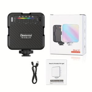 TEMU 디션탈 뉴 제품 iReal X1 모바일 폰 필 라이트 데이 앰비언트 라이트 휴대용 야외 촬영 포켓 조명 셀카 야외 사진 조명 DSLR 카메라 RGB/LED 풀 컬러 라이브 라이트