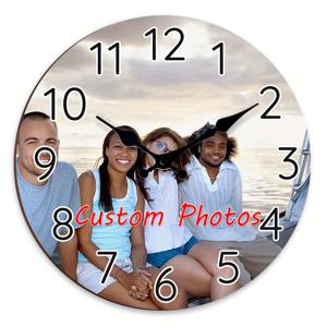 TEMU 1개 맞춤 사진 시계 - 당신의 사진으로 맞춤 제작된 벽시계, 틱 소음 없는 쿼츠 , 현대적인 디자인, 가정, 사무실, 침실, 식탁용 - 경찰관, 졸업, 결혼식, 사무실 장식에 이상적인 선물, 코너벽시계, 시계 벽걸이, 벽걸이 시계, 벽 시계, 인테리어시계, 무소음 벽시계