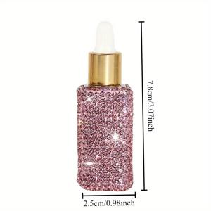 TEMU 럭셔리 라인스톤 장식 유리 드로퍼 병 - 골드 캡, 누수 방지 디자인의 재사용 가능한 여행용 에센셜 오일 & 향수 용기, 바디 마사지, , 화장품용 - 여성에게 우아한 선물, 향수 여행 리필 가능, 보관, 라인스톤 장식, 안전한 플립탑 뚜껑, 홈 , 꽃무늬 패턴, 나사, 데이 스파, 여행 친화적 컨테이너, 방수 등급, 화장품 및 사용자에게 적합