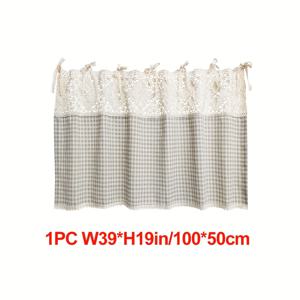 TEMU 미닫이 커튼 1개, 미국 스타일의 속이 빈 꽃무늬 코바늘 뜨개질 디자인, 체크무늬와 유사하며 작은 주방 창문에 적합합니다. 이 소박한 컨트리 스타일의 창문 장식에는 커튼 패널 1개와 커피 커튼 묶음끈이 포함되어 있습니다.