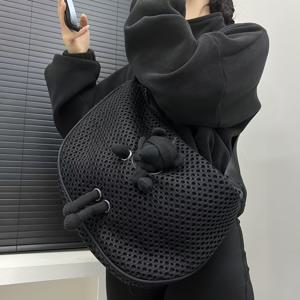 TEMU 여성용 스타일리시 만두 가방, 메쉬 가슴 가방, 인형을 휴대하기 위한 캐주얼 스포츠 크로스바디 백
