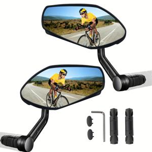 TEMU 자전거 & 전기자전거 핸들바 거울 마운트 - 회전 조절 가능한 광각 볼록 유리 거울, 충격 방지 후방 뷰, 좌우 사용 가능, 산악용 - 안전한 사이클링 액세서리