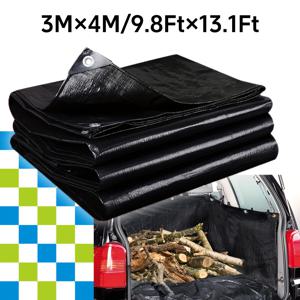 TEMU 헤비듀티 방수 타프, 양면 블랙 다목적 타프, 12밀, 강화 코너 및 그로멧 디자인. 내구성 강화 및 UV 차단, 모든 날씨에 적합한 보호 기능으로 집, 캠핑, 수영장, 자동차, 보트, 화물 덮개용. 1개