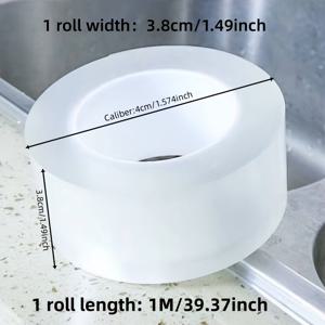 TEMU 투명 실리콘 실링 스트립 롤, 초강력 접착 PVC 코킹 테이프 특징, 주방 및 욕실의 조인트 및 조리대 밀봉용으로 설계, 스토브, 싱크대 및 변기에 적합, 간편하게 부착 및 트리밍 가능