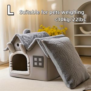 TEMU 고양이 집, 새끼 고양이 및 강아지에게 적합, 탈착식 및 세탁 가능한 고양이 침대, 따뜻하고 부드러운 편안한 고양이 매트리스, 고양이 침대 쿠션, 강아지 동굴 둥지 선물