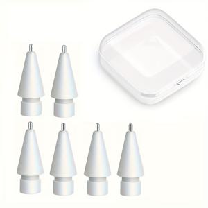 TEMU 애플 아이패드 1/2세대 호환용 화이트 메탈 팁 6/12개 세트, 고감도 교체용 및 정밀 컨트롤 펜 팁