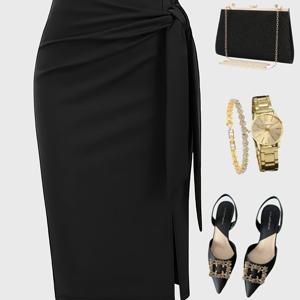 TEMU 새로운 봄/여름 기분 좋은 캐주얼 통근룩 패셔너블하고 우아한 허리 끈 디자인 단색 여성용 바디콘 드레스/여성용 이브닝 가운/파티/발렌타인데이 데이트 드레스