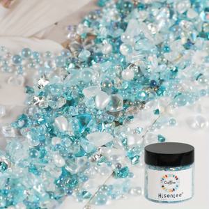 TEMU HISENLEE 100g/3.53oz DIY 불규칙 혼합 컬러 깨진 유리 조각, 레진 몰드 강 테이블 모래 채우기 재료, 깨진 돌 스톰 장식용