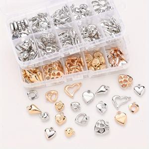 TEMU 50/100개 아크릴 플라스틱 CCB 펜던트 세트 실버 골드 다양한 모양 하트 펜던트, 핸드메이드 주얼리 만들기 키트 DIY 패션 목걸이 팔찌 귀걸이 열쇠고리 폰 체인 장식 액세서리 재료
