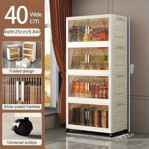 TEMU 40cm 폭 다층 접이식 수납 캐비닛, 내구성 있는 플라스틱 직사각형 정리함, 옷과 간식용 멀티펑셔널 가정용 보관함, 침대 밑 수납|이불|폴딩박스|정리함