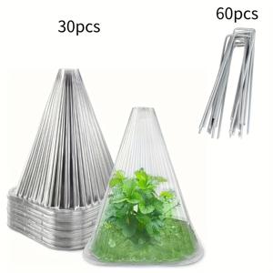 TEMU 90개/세트 모종 보호 커버 (강화된 접지 페그 포함), 정원 식물 모종 보호에 적합, 원뿔형 커버로 채소 모종을 가리개로 가리며, 어린 식물의 바람 방지, 모종의 단열 효과