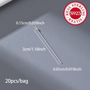 TEMU 20개입 S925 925 실버 원형 헤드 핀, 길이 15/20/25/30/35mm로 제공, 수제 비즈 팔찌, 목걸이, 펜던트, 귀걸이 제작에 적합