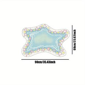 TEMU 1개 별 모양 플러시 매트 - 컬러풀 파스텔 스타 소프트 폴리에스터 매트, 손세탁 전용 불규칙 장식용 매트 (침실, 거실, 공부방, 정원) - 귀여운 창의적인 휴일 선물, 침대 옆 러그, 재미있는 디자인, 포근한 질감, 액센트 매트, 홈 데코레이터, 침실용 매트, 기발한 스타일, 내구성 있는 원단, 세련된 바닥 커버링, 인테리어 디자인