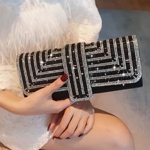 TEMU 우아한 라인스톤 클러치 | 반짝이는 라인스톤, 패턴, 자석 잠금 장식의 고급스러운 이브닝 백, 파티 및 결혼식에 완벽