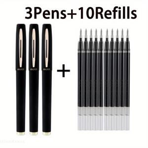 TEMU 3개 젤펜 + 10개 리필, 1.0mm/0.7mm/0.5mm, 검정/파랑/빨강 잉크, 고용량, 매트, 빠른 건조, 무독성, 인체공학적 디자인, 서명, 드로잉, 미술, 서예, 시험 및 비즈니스용