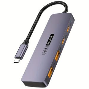 TEMU USB 3.2 4in 1 10Gbps 고속 허브, 2개 USB 포트 & 2개 Type-C, MacBook/iPad Pro Dell HP 노트북 및 휴대폰과 호환