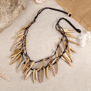 TEMU 목걸이, 에스닉 스타일의 레트로 코코넛 쉘 모양의 늑대 이빨 및 , 베이지색 코코넛 쉘 비즈 특징