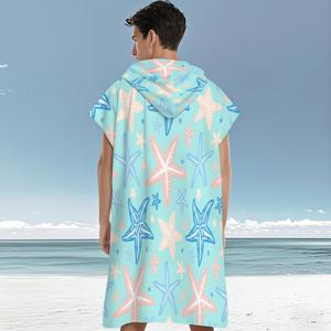 TEMU 1개 멀티컬러 패턴 성인용 망토, 만화 프린트 망토 - 후드 착용 가능, 부드럽고 편안함, 속건성 비치 타월, 서핑, 여행, 캠핑 및 해변 휴가에 적합, 여름 필수 비치 타월