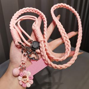 TEMU 귀여운 펜던트가 달린 긴 휴대폰 끈, 크로스바디 휴대폰 케이스 클립용 조절 가능한 직조 스트랩