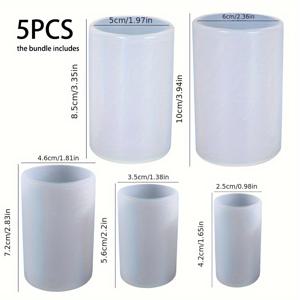 TEMU 원통형 캔들 테이블 장식 실리콘 몰드 5개 세트, DIY 향초, 수공예, 핸드메이드 선물, 차량 디자인 장식, 홈 데코, 레진 주형, 쉬운 탈형 및 세척 가능한 에폭시 레진 실리콘 몰드, 자동차 장식,장식용 캔들 몰드,창의적인 공예,재사용 가능한 몰드,고품질 실리콘,공예용품,선물 제작자,공예 애호가