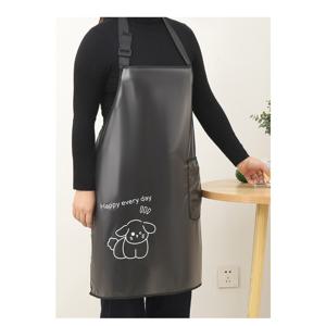 TEMU 1개 여성용 조절 가능한 반투명 고품질 TPU 앞치마 - 귀여운 만화 강아지 디자인, 줄무늬 패턴 & 