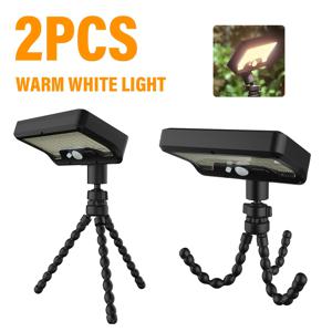 TEMU 2개 세트 상업용 태양광 모션 센서 조명, 접이식 유연 마운팅 브래킷, 92개 LED, 3가지 모드 자동 온/오프, 야외 안전 조명용 (나무 가지, 텐트, 캠핑장, 테이블, 벽, 거리, 정원)