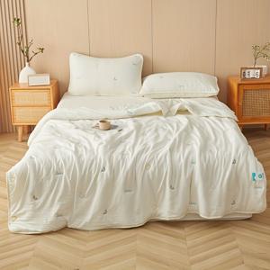 TEMU 초극세사 자수 여름 냉감 담요, 가볍고 통기성이 좋음, 덥다는 사람에게 이상적, 폴리에스터 소재, 세탁기 사용 가능, 게스트 룸, 침실, 아파트 등 다양한 곳에서 사용 가능, 싱글 및 더블 침대에 적합