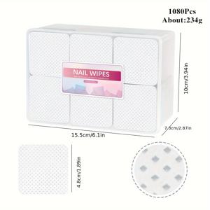 TEMU 1080개 미스처 네일 폴리쉬 리무버 와이프 - 부직포 청소 패드, 무향, 여성용 미용실에 이상적, 네일 케어 필수품, 미용실 필수품|컬러풀 와이프|부드러운 질감|젤네일|매니큐어