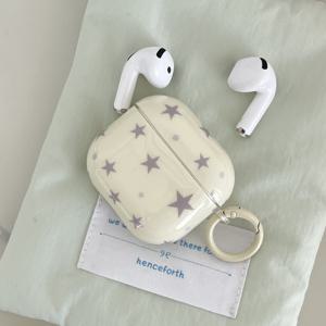 TEMU 노란색 베이스와 회색 별 + 원형 이어폰 케이스, 애플 에어팟 프로 3 케이스/에어팟 프로 2 케이스/에어팟 프로 케이스/에어팟 4 케이스/에어팟 3 케이스/에어팟 2 케이스/패션 여성용 이어폰 케이스/심플 이어폰 케이스
