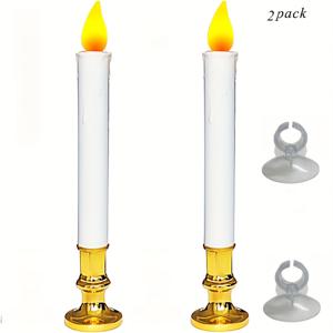 TEMU 2/4개 무화염 깜빡이는 캔들, 분리형 구리 캔들 홀더 + 흡착컵, 자동 타이머 스위치, AA 배터리 2개 사용, 저녁 식사, 파티, 발렌타인데이, 부활절, 할로윈, 크리스마스, 결혼식 및 홈 데코레이션에 적합