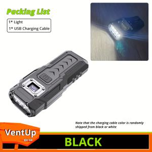 TEMU 1개 다기능 8 LED 손전등, COB 작업등, 휴대용 USB 충전식 비상 램프 (배터리 표시등, 자석 꼬리, 적색 및 흰색 조명, 클립 기능 포함, 캠핑, 비상, 하이킹, 낚시용)