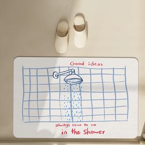 TEMU 1개 천연 규조토 욕실 매트, 미끄럼 방지 및 빠른 건조, 쉬운 세척 – 욕조, 샤워실, 주방에 완벽