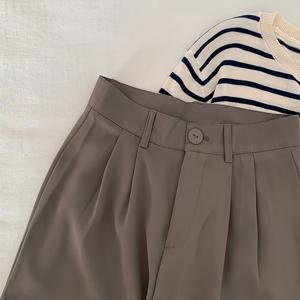 TEMU 여성용 하이웨이스트 단색 정장 바지, 캐주얼하고 넉넉한 핏, 버튼이 있는 컷, 가성비 좋고 활용도 높은 제품