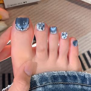 TEMU 고양이 눈 디자인의 고급 발톱 스티커, 인기 있는 웨어러블 발톱 팁