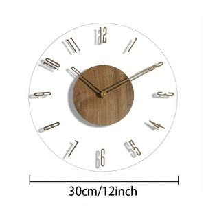 TEMU 유니크한 나무 속이 빈 손 디자인의 아크릴 벽시계 1개, 아랍 숫자가 있는 원형 벽시계, 시계질 소리 없이 조용하게 작동, 거실, 침실, 주방 및 사무실 장식에 적합