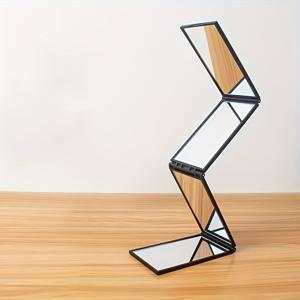 TEMU 휴대용 접이식 4단계 미러 - 텔레스코픽 길이 조절 가능, 360° 회전, 컴팩트하고 가벼운 디자인, 여행 및 홈 사용에 적합, 전원 필요 없음, 내구성 있는 플라스틱 프레임, 화장 거울, 모던 스타일|전신거울