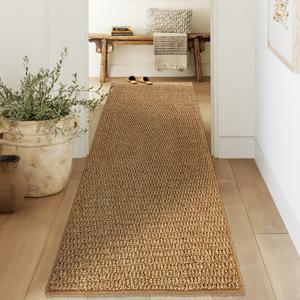 TEMU 인조 황마 복도 카펫 1개, 고품질 파인애플 링 매트, 러스틱 브라운 색상의 긴 스트립 복도 카펫, 큰 입자로 밀착된 직조, 절단 가능, 털 빠짐 및 보풀 없음, 세탁 가능, 방음 및 소음 감소, 가정용으로 적합