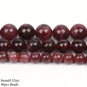 TEMU 8-11mm 천연 레드 가넷 스톤 라운드 스무스 루즈 스페이서 비즈, DIY 액세서리 제작용 팔찌 목걸이 장식품, 축제 선물 7.5인치