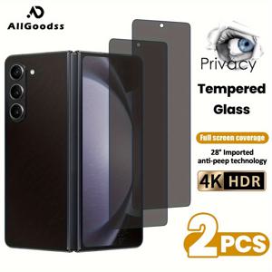 TEMU 삼성 갤럭시 Z 폴드4/5/6/7, 플립4/5/6/7용 2개입 프라이버시 템퍼드 글라스 보호필름 - 9H 강화유리, 프라이버시 보호, 매끄러운 터치감, 고급 유리 스크린 가드, 접이식 휴대폰 보호기, 스마트폰 소유자 및 모바일 액세서리 쇼핑러를 위한 완벽한 맞춤형 디스플레이 커버