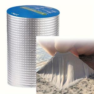 TEMU 고무 테이프 1롤, 콘크리트 균열이 있는 창문 및 금속 지붕용 알루미늄 호일 수리 플래싱 - 플라스틱 젤형 거름구멍 패치용 실란트 스트립, 10.01cm X 5.0m | 내구성 및 유연성 있는 실내/실외 웨더스트립 솔루션