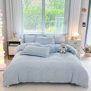 TEMU 4피스 럭셔리 침구 세트, 초고급 100% 극세사 부드러운 담요 (이불커버 + 시트 + 베개커버 두 개), 사계절용, 학교 준비물