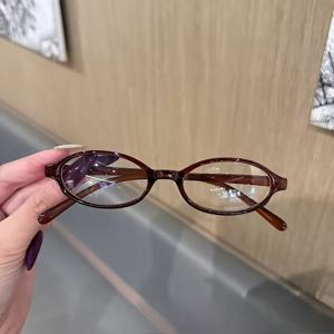 TEMU 1개 여성용 오벌 프레임 투명 렌즈 안경, Y2K 빈티지 스타일 안경, 패션 컴퓨터 안경, 출퇴근 트렌드 액세서리