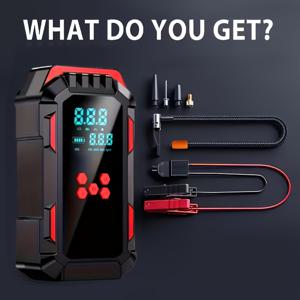 TEMU 10-in-1 헤비 듀티 점프 스타터 키트 | 150PS 디지털 타이어 공기 주입기, 에어 컴프레서, 차량 배터리 충전기, LED 손전등, 9.99L 가솔린 또는 9.01L 디젤 차량용 휴대용, 다양한 액세서리 포함|타이어|후레쉬