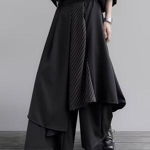 TEMU 남성용 다크 포멀 & 캐주얼 팬츠 - 나인텐스 길이 와이드 레그 트라우저, 포켓 디자인, 우아한 오피스 & 파티용 일상 특별 행사 의류, 하이웨이스트 디자인, 고품질 원단, 비투명 소재, 스타일리시 트라우저, 내구성 강화, 다목적 트라우저, 전문가용