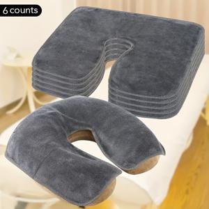 TEMU 6개입 뷰티 살롱 마사지 헤드 타월 - 하트 모양 U형 얼굴 패드, 부드럽고 푹신한 소재, 세탁기 사용 가능, 내구성 강화, 다양한 색상 제공